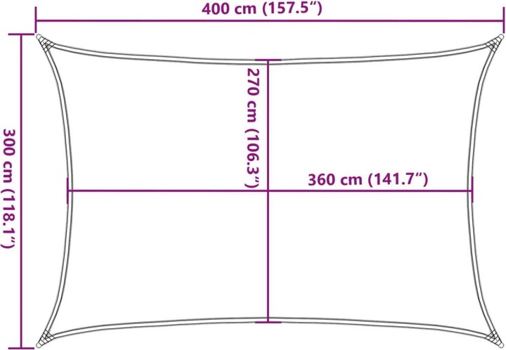 Actual product image VidaXL Sonnensegel 160 g/m² Rechteckig farben HDPE (3 x 4 m)