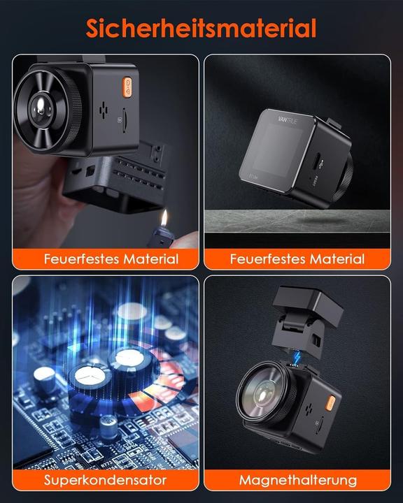 Produktbild Vantrue Mini Dashcam E1 lite mit Sprachsteuerung und GPS (Akku, Beschleunigungssensor, Eingebaute Anzeige, Eingebautes Display, Eingebautes Mikrofon, GPS-Empfänger, Nachtsicht, Sprachsteuerung, WLAN, Full HD)