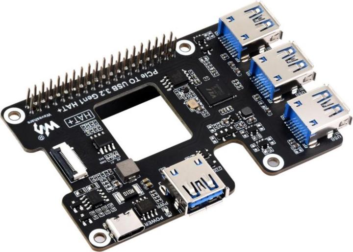 Produktbild WaveShare PCIe auf USB 3.2 HAT+ für Raspberry Pi 5