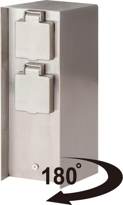 Actual product image Bold Garden Socket outlet pillar BOLD POWER Orio Smart 10425, 3-way, IP44, brushed iron (3 x)