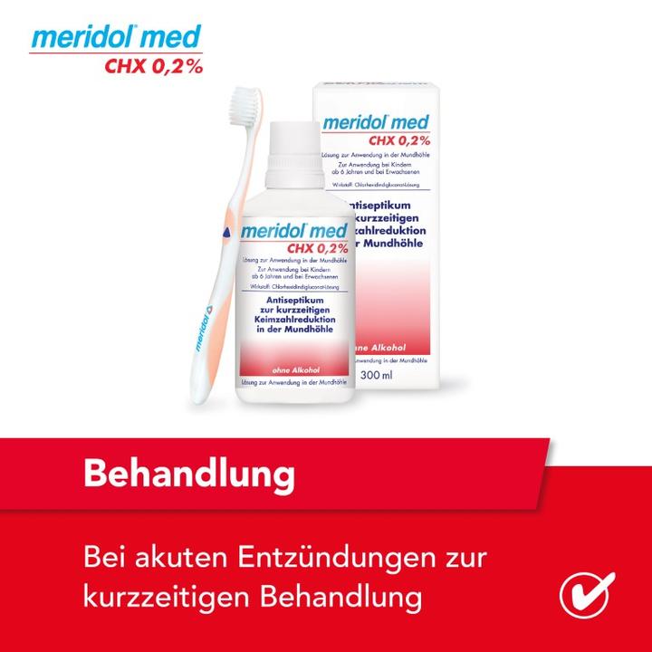 Actual product image Meridol med CHX 0.2 % solution for application in the oral cavity, 300 ml solution (300 ml, Mouthwash)