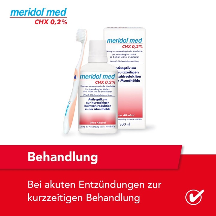 Image du produit Meridol med CHX 0,2 % Solution pour application dans la cavité buccale, 300 ml de solution (300 ml, Bains de bouche)