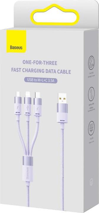 Produktbild Baseus 3in1 USB cable StarSpeed Series, USB-C + Micro + Lightning 3,5A, 1.2m (Purple) (1.20 m, USB 3.0)