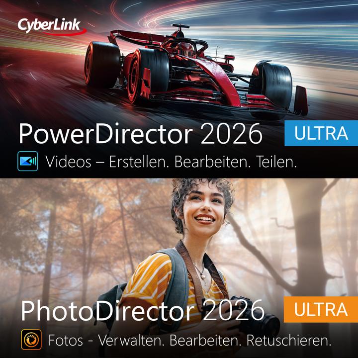 CyberLink PowerDirector 2026 Ultra & PhotoDirector 2026 Ultra Download Code (1 User, 1 Geräte/User, unbegrenzt)