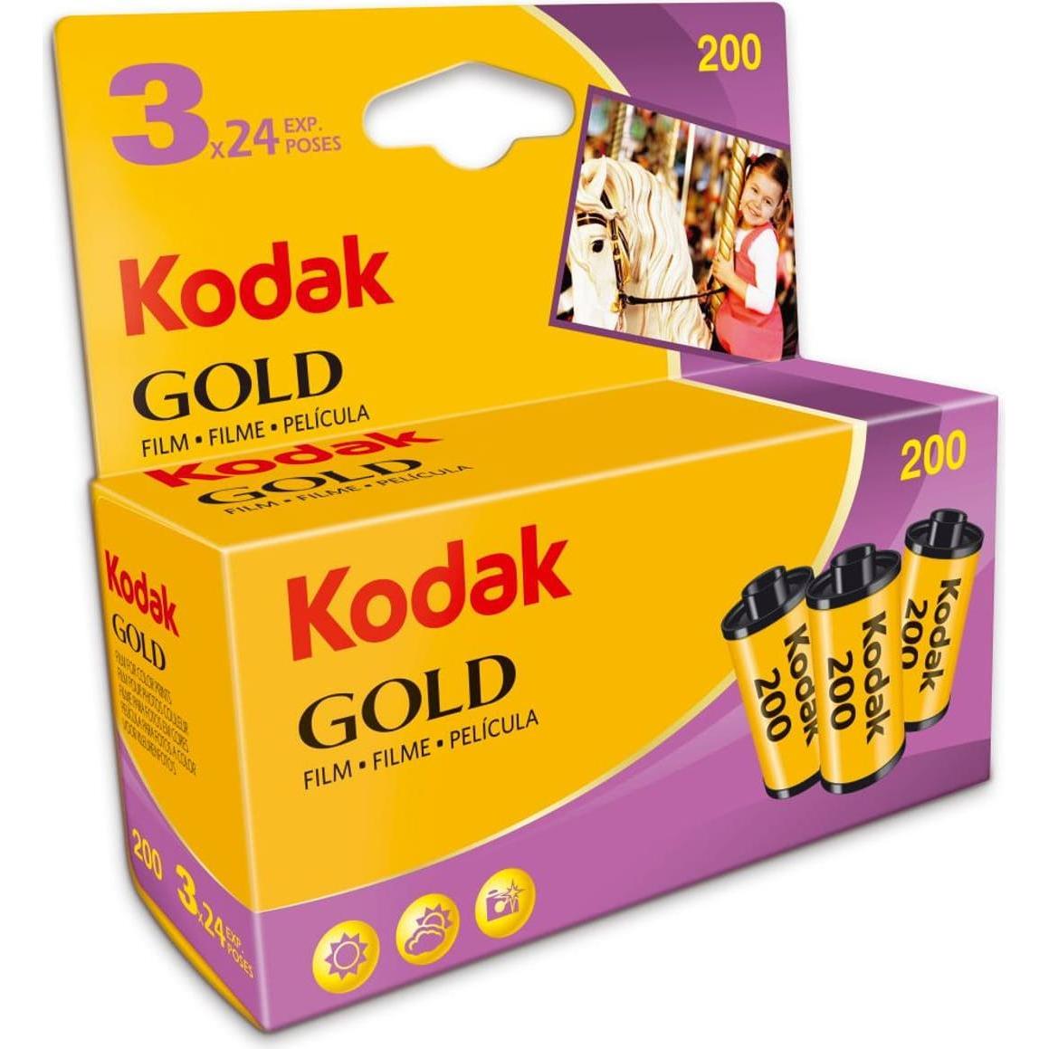 Kodak Gold 3x Film 135/24, Analogfilm, Schwarz, Gelb