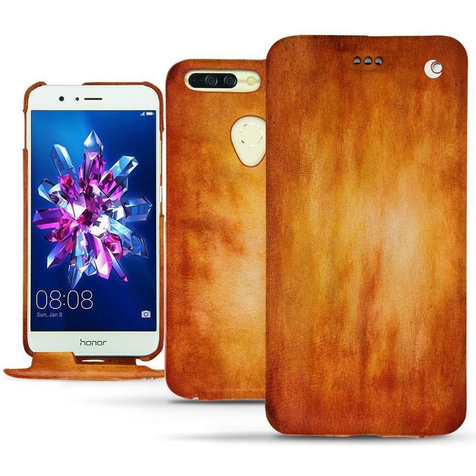 Noreve Lederschutzhülle vertikal (Honor 8 Pro), Smartphone Hülle, Orange