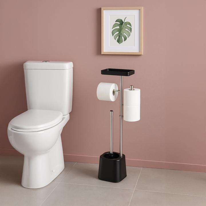 Produktbild Relaxdays WC-Garnitur Edelstahl mit Ablage