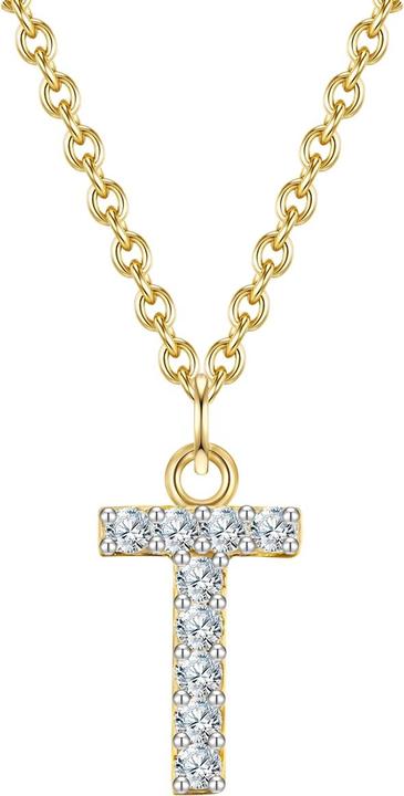 Image du produit Glanzstücke München Femme lettre T argent sterling zirconium or jaune 45,0 cm chaîne de base + 5,0 cm extension - 32140 (Argent Sterling, 40 - 45 cm)