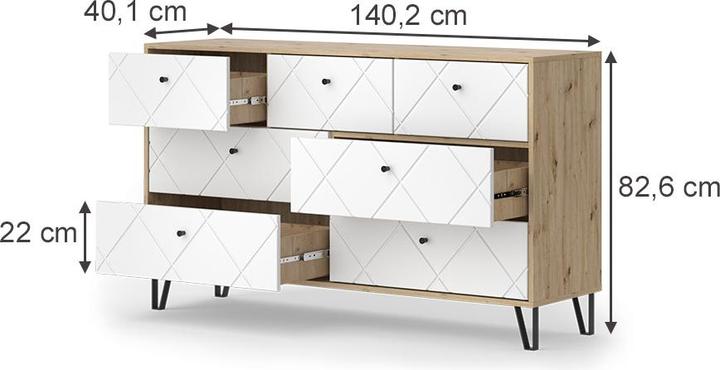Image du produit Vicco Nizza (140.20 x 40.10 x 82.60 cm)