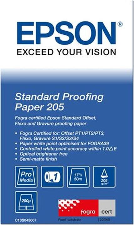 Produktbild Epson Standard Proofing Paper 43,2 cm x 50 m, 205 g S 045007 (205 g/m², 5000 cm, 43.20 cm)