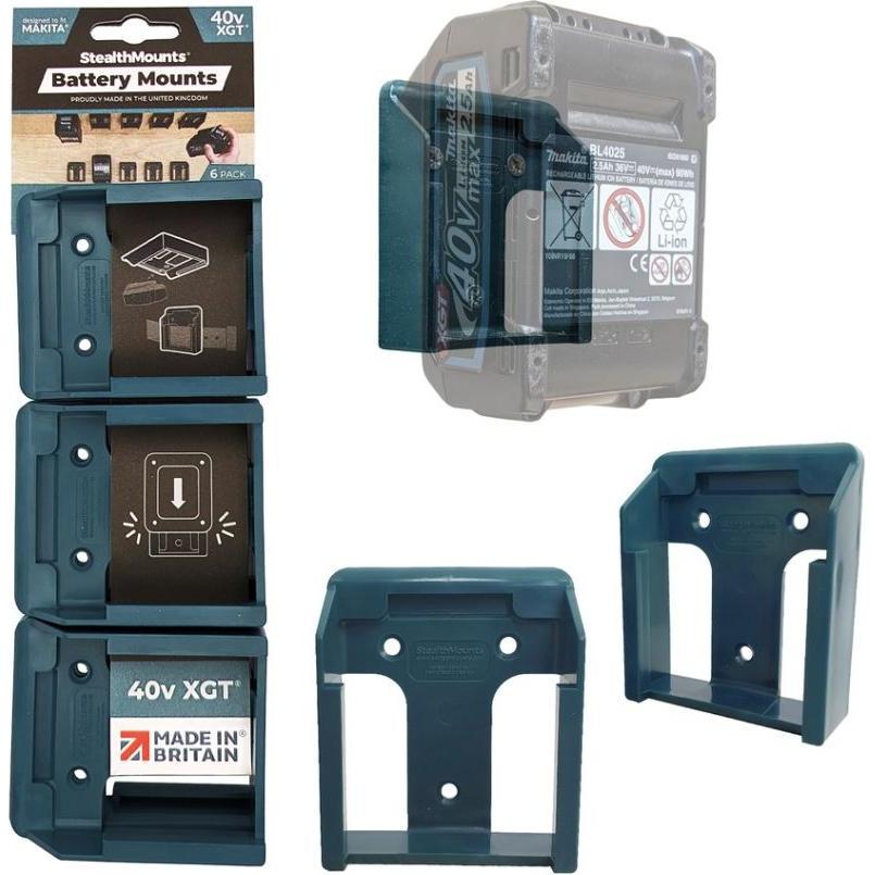StealthMounts BM-MK40-BLU-6 Blaue Akkuhalter für Makita 40v XGT (6er Set) (BM-MK40-BLU-6)