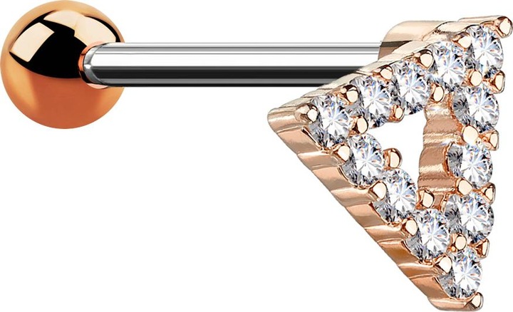 Produktbild Star Piercing Micro Barbell rosegold Dreieck mit Kristallen (Chirurgenstahl 316L, Messing)