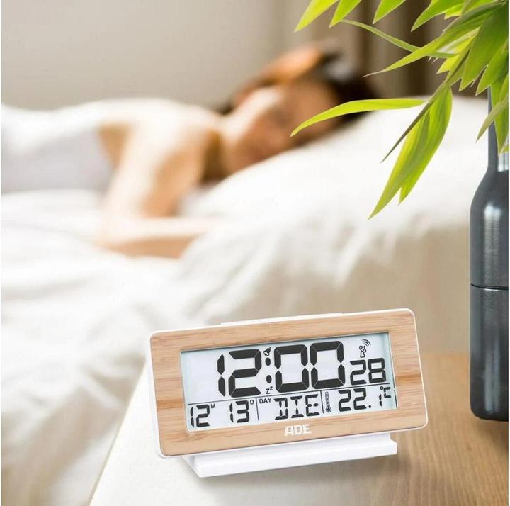 Image du produit ADE radiopiloté(e) Réveil blanc, bois