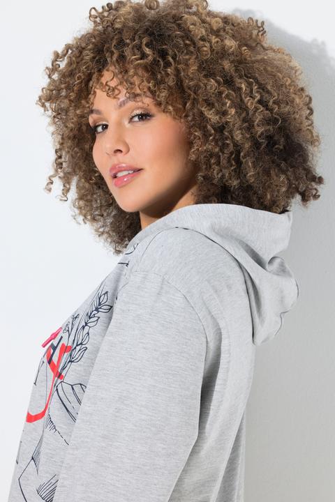 Image du produit Ulla Popken Sweat-shirt à capuche, manches longues et message imprimé (62)