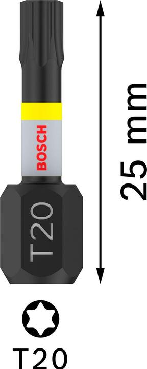 Produktbild Bosch Professional Zubehör PRO Torx Impact Bit, T20, 25 mm, 2-tlg.