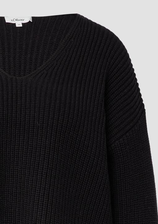 Produktbild s.Oliver Strickpullover Grobstrickpullover mit V-Ausschnitt im Relaxed Fit (38)