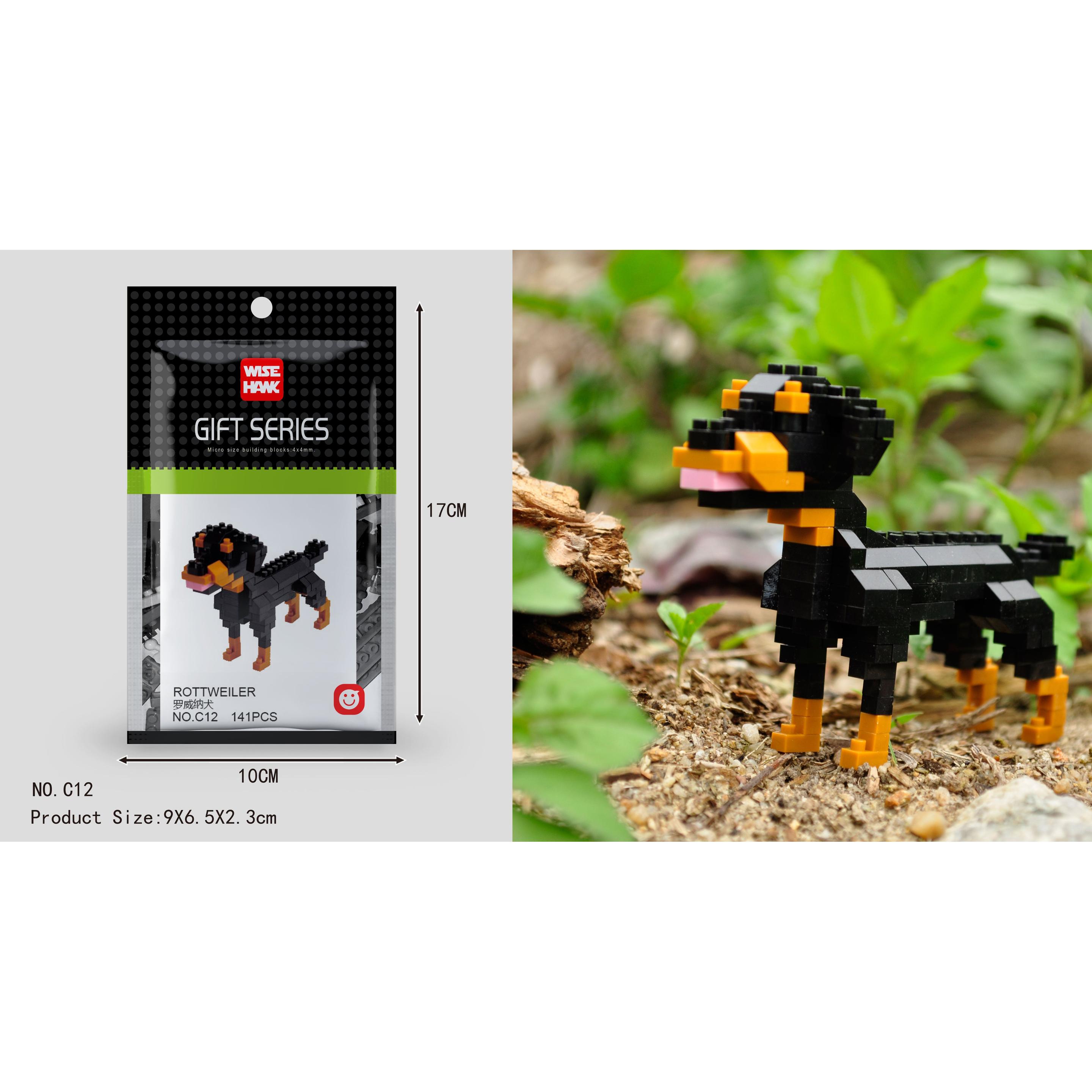Tinisu Rottweiler Hund Figur Bausteine Modell LNO Micro-Bricks