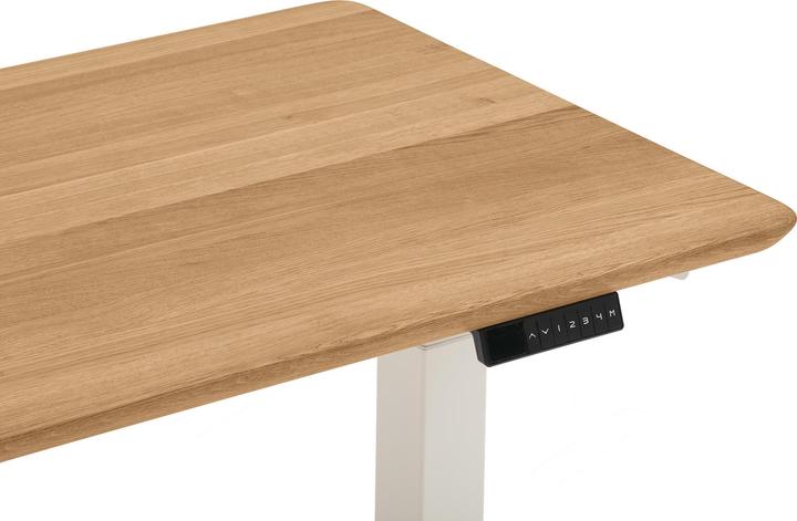 Produktbild Oakywood Standing Desk Holztisch mit Höhenverstellung - aus Massivholz - Eiche / 120x60 / Weiss - (120 x 60 cm)