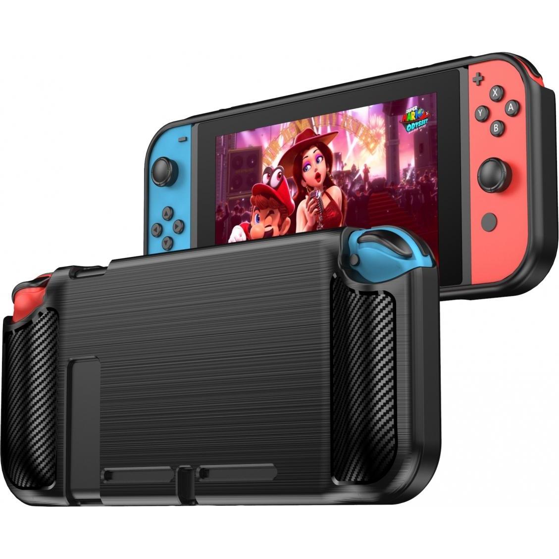 Screenguard Nintendo Switch Hülle Carbon Brushed Soft TPU (Switch), Weiteres Gaming Zubehör, Schwarz