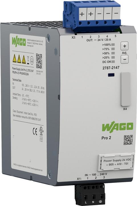 Wago Pro 2 DIN Rail Power Supply 20 A 480 W
