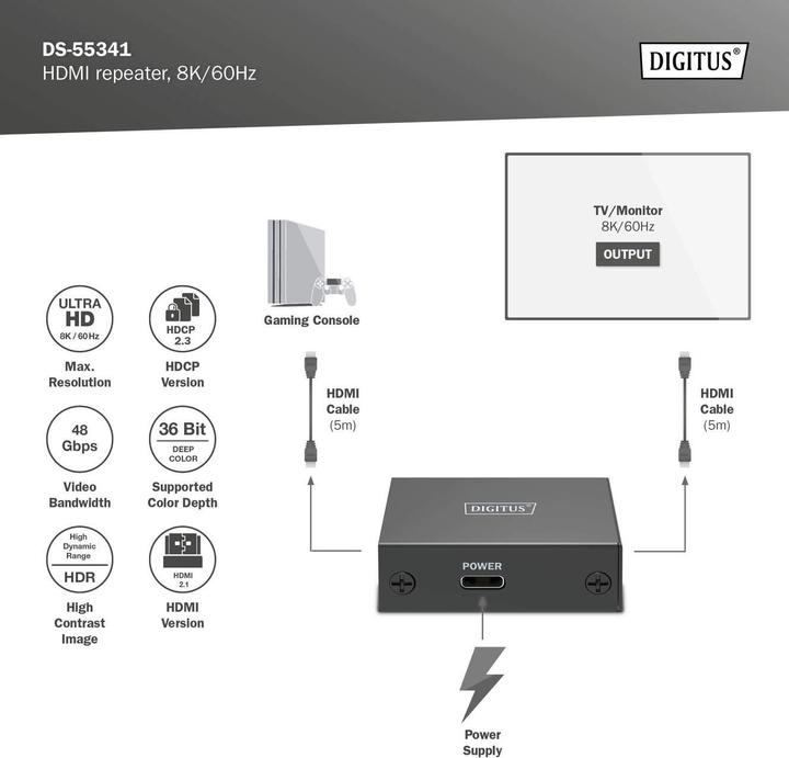 Produktbild Digitus HDMI Repeater, 8K/60Hz