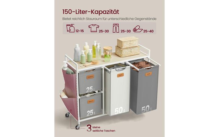 Produktbild Vasagle Wäschekorb mit 4 Körben (150 l)