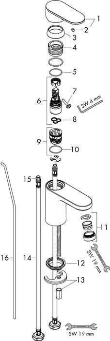 Produktbild hansgrohe Vernis Blend Einhebel-Waschtischarmatur 100 mit Zugstangen-Ablaufgarnitur