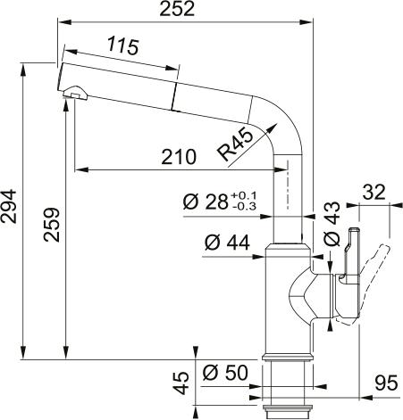 Actual product image Franke Urban pull-out kitchen tap