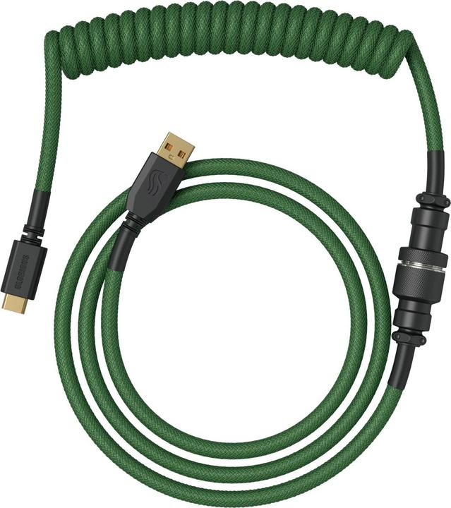 Glorious GMMK Coiled Cable Forest Green, coiled cable, USB-C/USB-A - dark green/black (1.40 m)