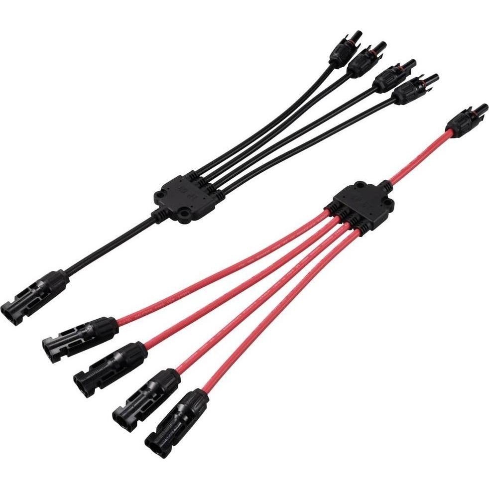 Tru Components, Zubehör Solarenergie, Je 1x Verteiler Y Solarstecker Stecker auf 4x Buchse + Buchse auf 4x Stecker TC- (...