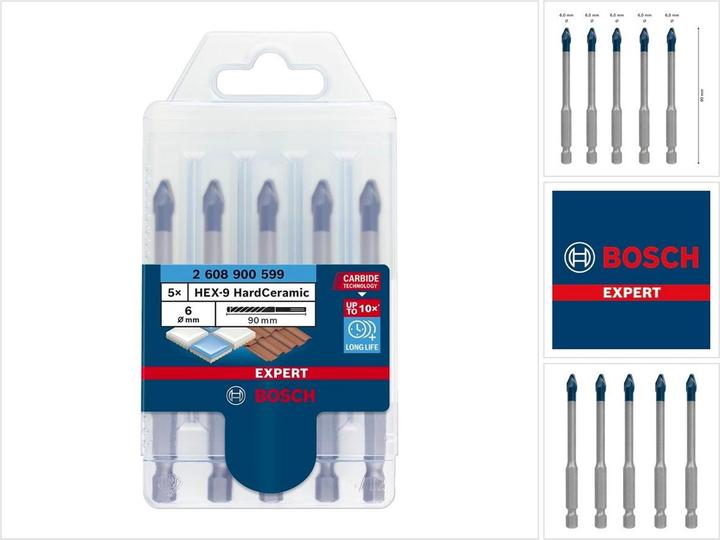 Actual product image Bosch Professional Zubehör Expert HEX-9 HardCeramic roof tile drill bit set, 6 mm, 5 pcs. (6 mm)