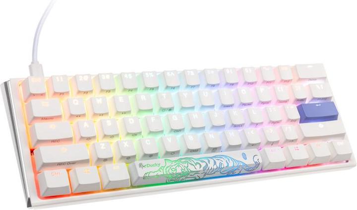 Actual product image Ducky One 3 Classic Pure White Mini Gaming Keyboard, RGB LED - MX-Blue (US) (US, Cable)