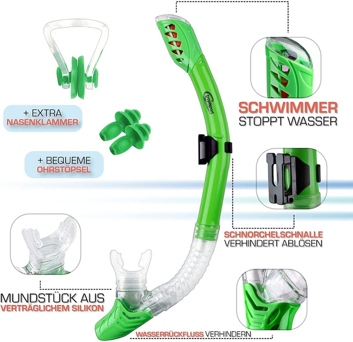Immagine prodotto Tropisport Set snorkel premium con boccaglio e occhialini - Incl. rugiada antiappannamento infrangibile