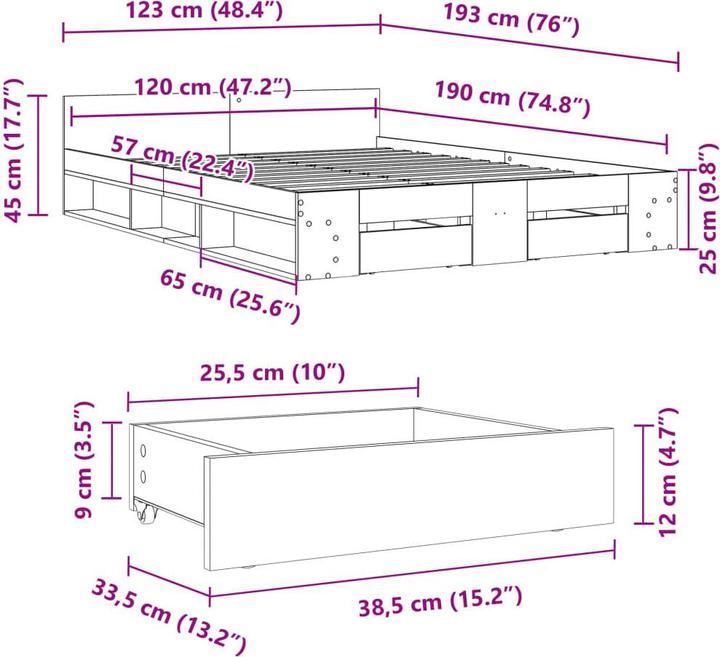 Image du produit vidaXL Bettgestell (120 x 190 cm)