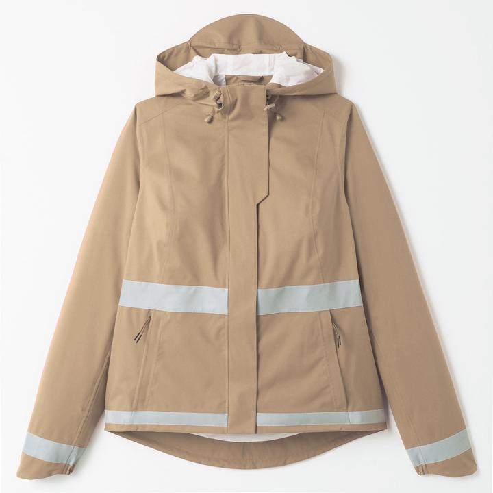 Actual product image Btwin Women's City Cycling Night Visibility Rain Jacket 540 - Beige (M)