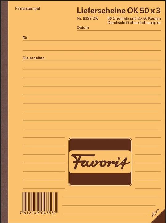 Produktbild Favorit Durchschreibebuch Lieferscheine mit Selbstdurchschreibepapier (150 x)