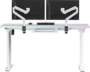 Actual product image Ultradesk Gaming-Tisch QUEST, 140x70cm, 72-120cm, weiss-weiss