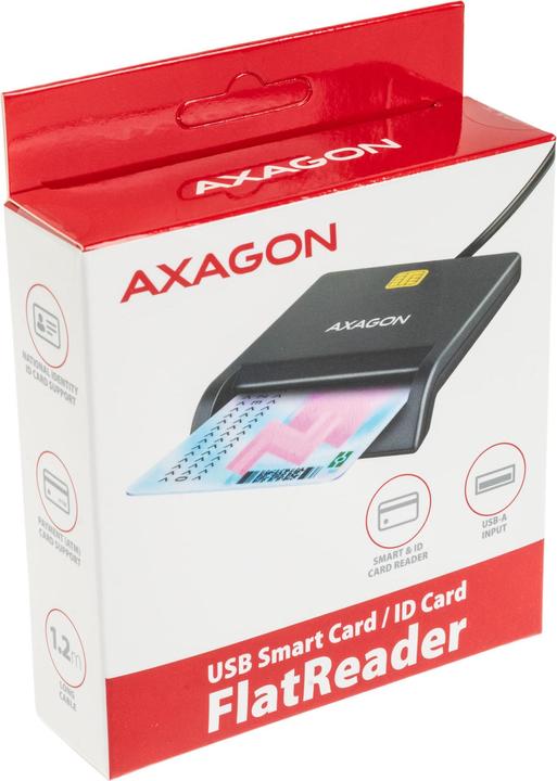 Actual product image Axagon CRE-SM3T, USB-A FlatReader čtečka kontaktních karet Smart card (eObčanka), cable (USB 2.0)