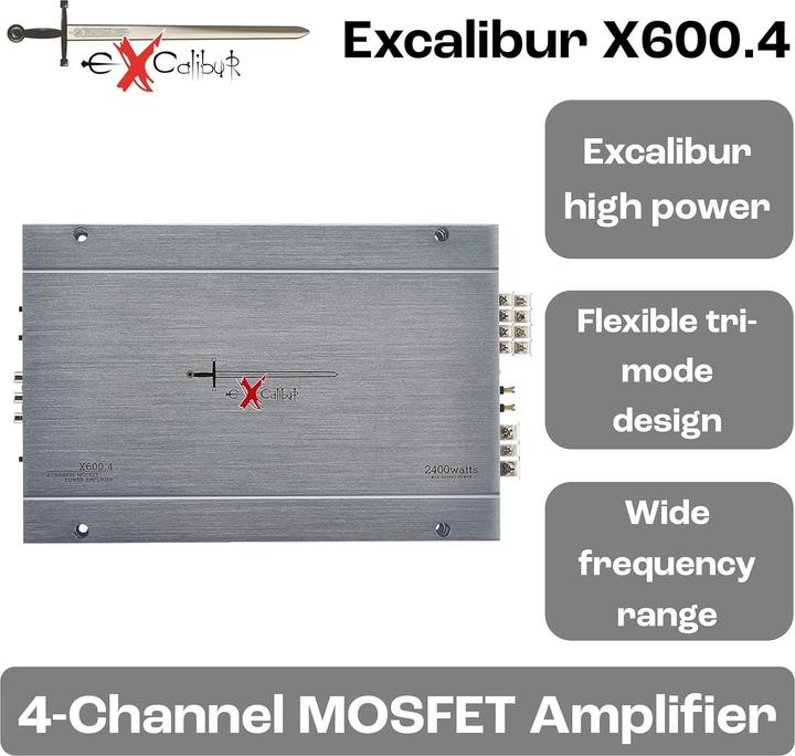 Actual product image Excalibur X600.4 Auto amplifier 4-kanaals (4-channel amplifier)