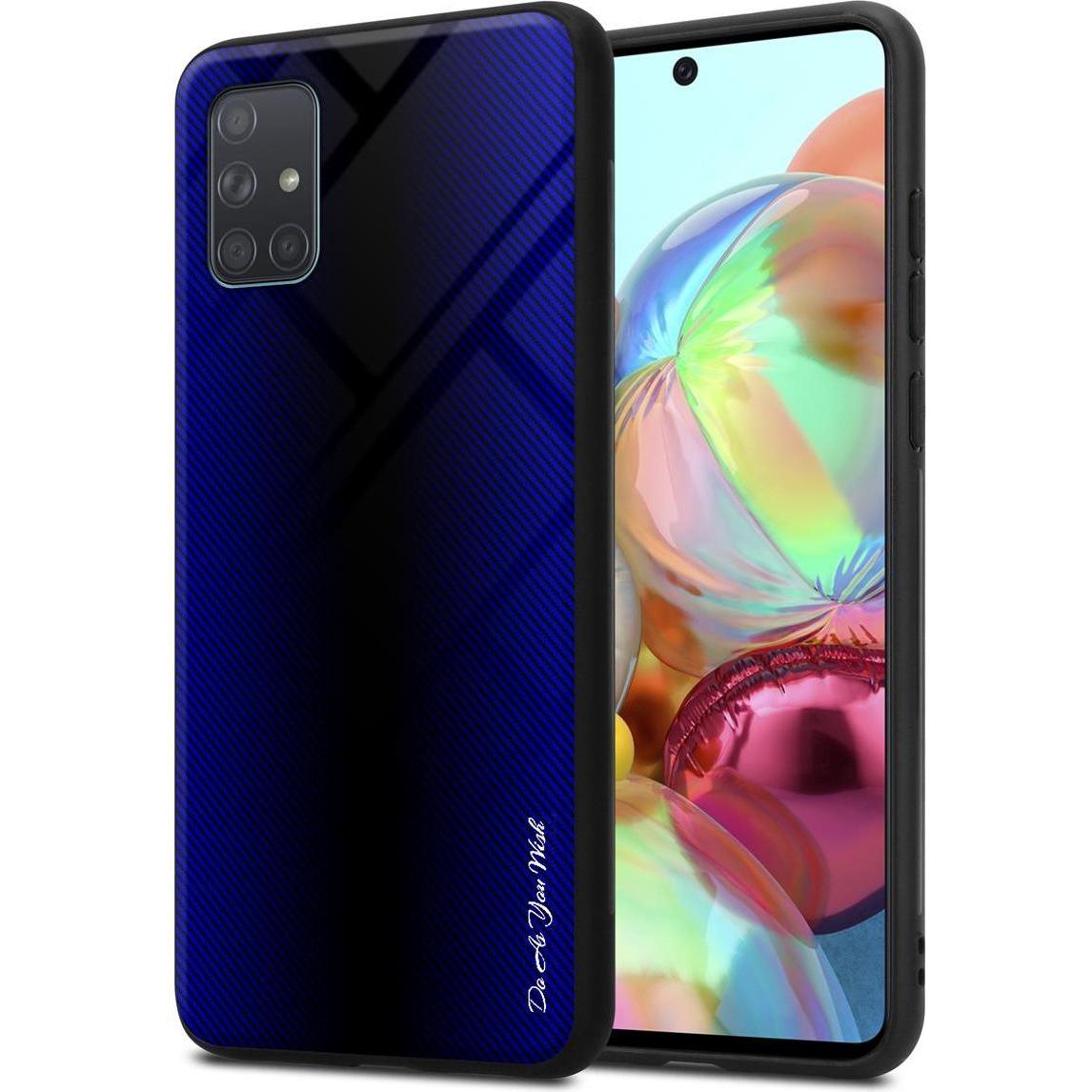 Cadorabo TPU Gestreiftes Glas Cover (Samsung Galaxy A71), Smartphone Hülle, Violett