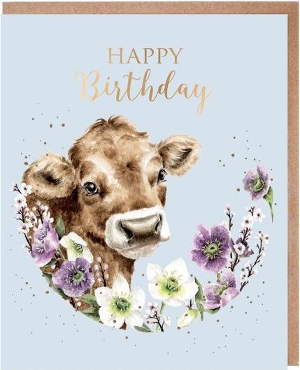 Produktbild Wrendale Design Geburtstagskarte - Kuh HAPPY BIRTHDAY Wrendale Designs (1 Stk.)