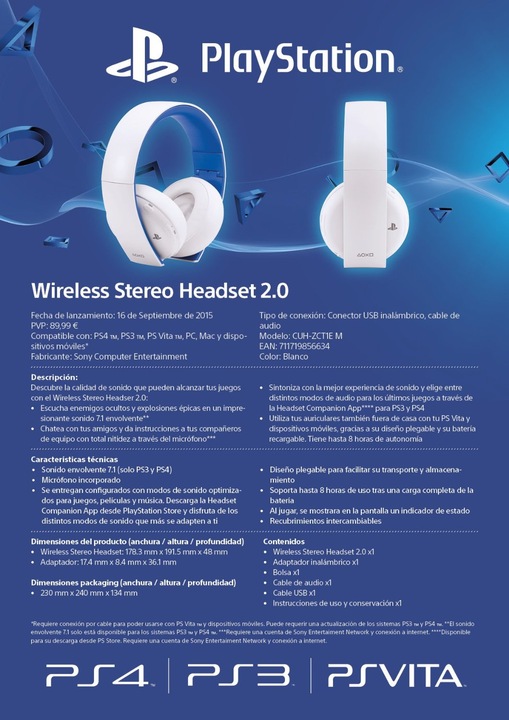 Produktbild Sony Playstation 4 Wireless Stereo Headset 2.0 (Kabellos)