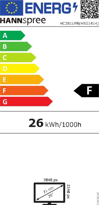 Label énergétique Hannspree HC281UPB (3840 x 2160 pixels, 28")