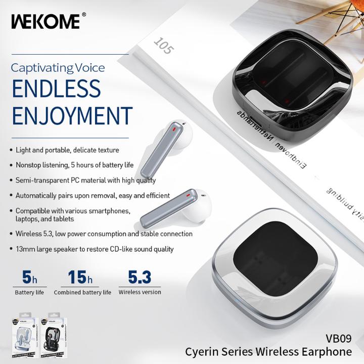 Actual product image Wekome VB09 Cyerin Series - Wireless Bluetooth V5.3 TWS earphones with charging case (black) (5 h, Wireless)