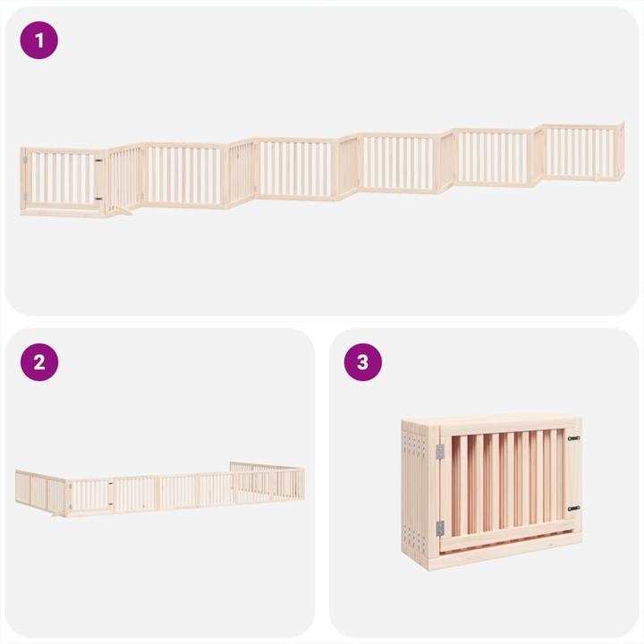 Produktbild VidaXL Hundetor mit Tür Faltbar Absperrgitter Hunde Schutzgitter 12-tlg. Holz (30 cm)