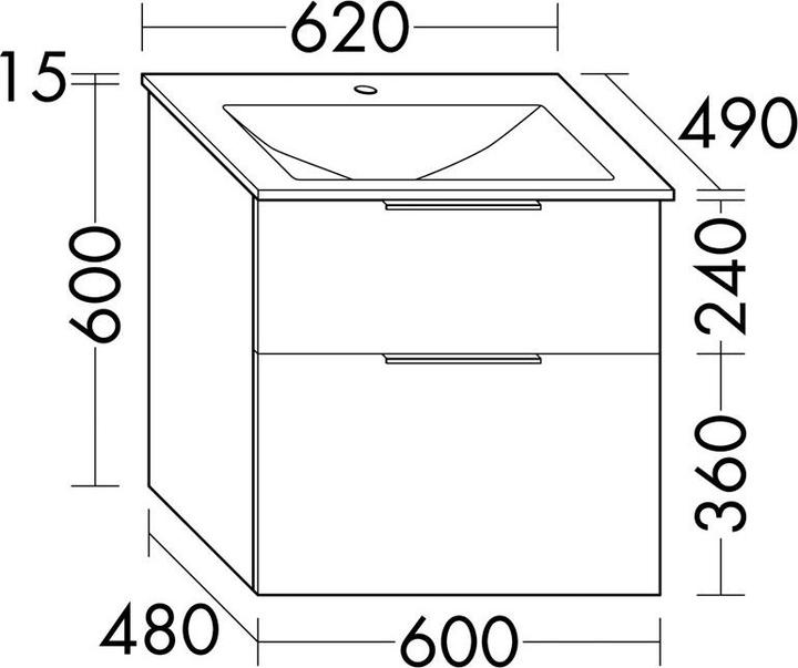 Image du produit burgbad Eqio lavabo en verre avec meuble sous-lavabo, largeur 620 mm