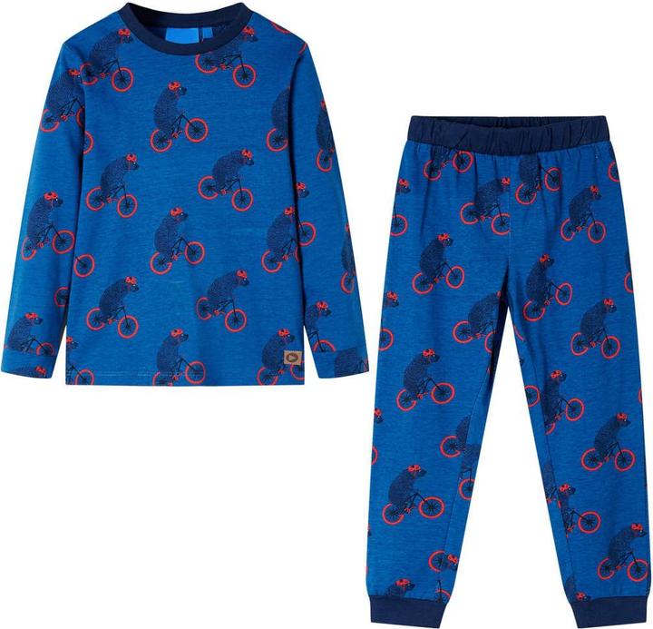 Produktbild vidaXL Kinderpyjama mit Langen Ärmeln Petrolblau 128,Material (128)