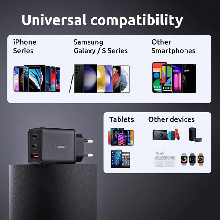 Produktbild Intenso Power Adapter W65ACC GaN (65 W, 3 Ports)