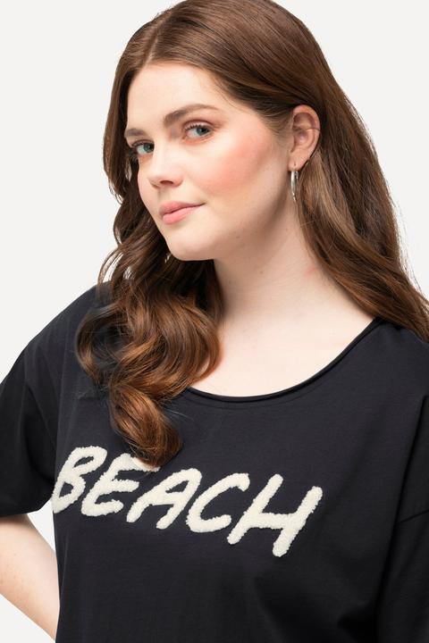 Immagine prodotto Ulla Popken T-shirt dal taglio oversize con scritta in spugna, scollo a girocollo e mezze maniche (42, 44)