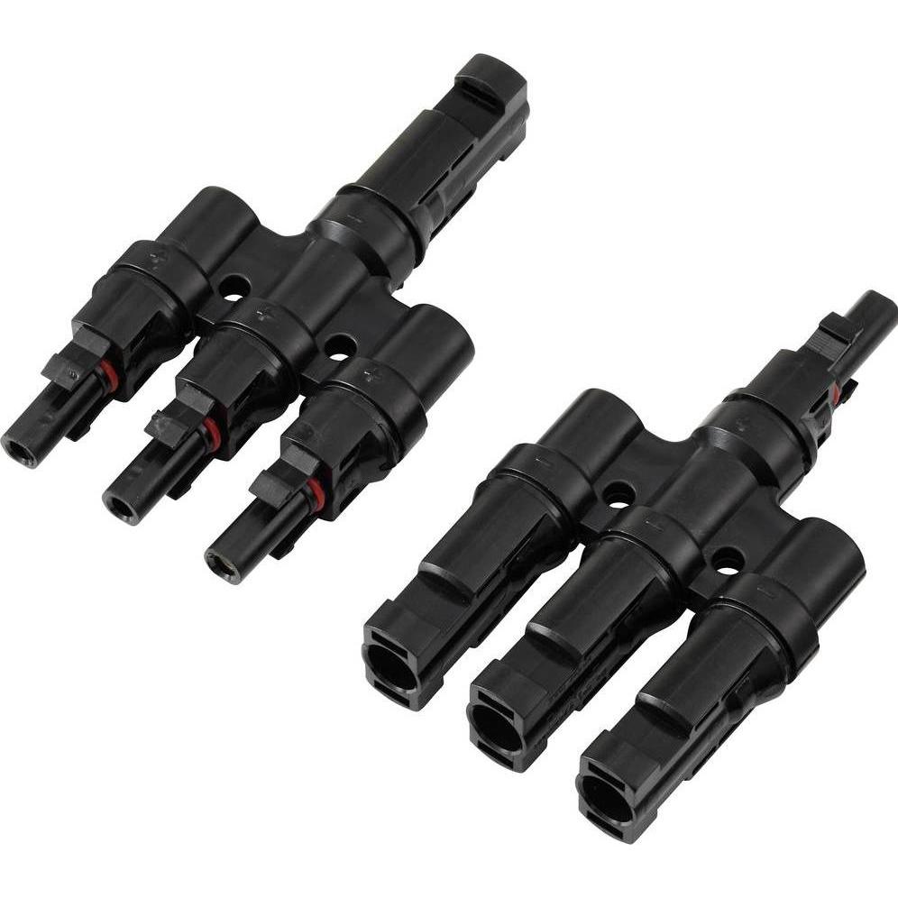 Tru Components, Accessori per generatori di corrente, 3 fach PV-Abzweigverbinder-Set TC-13805796 Schwarz Inhalt: 2 St. (Spina solare)